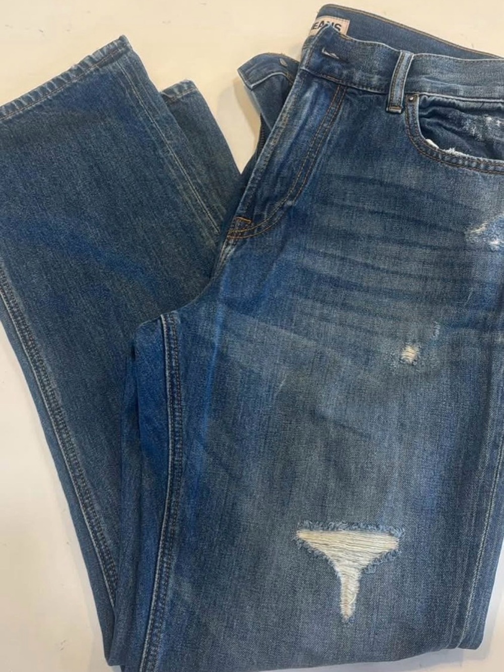 Express Men's Straight Leg Blue Distressed Jeans size 34x30